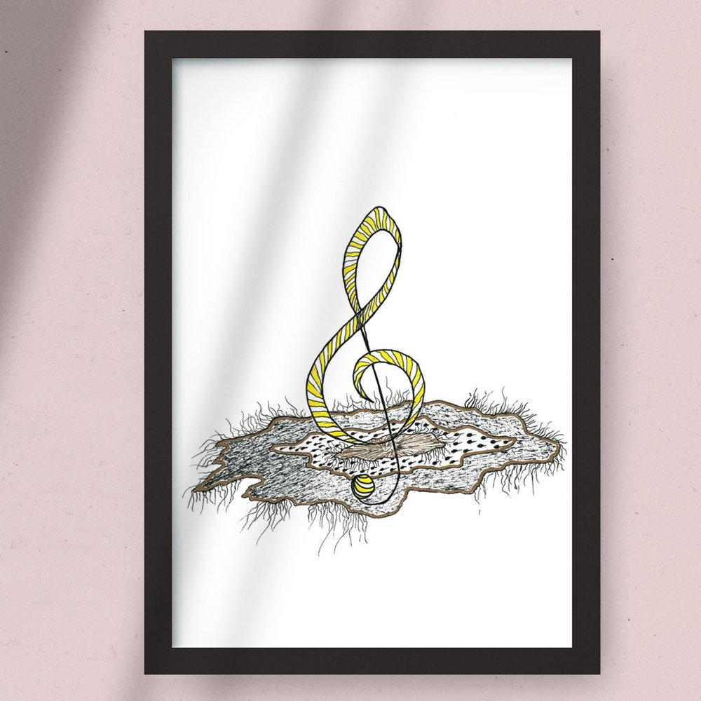 5x7" Music Note Wall Art Illustration Print